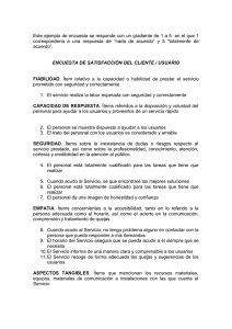 ENCUESTA DE SATISFACCIÓN DEL CLIENTE / USUARIO