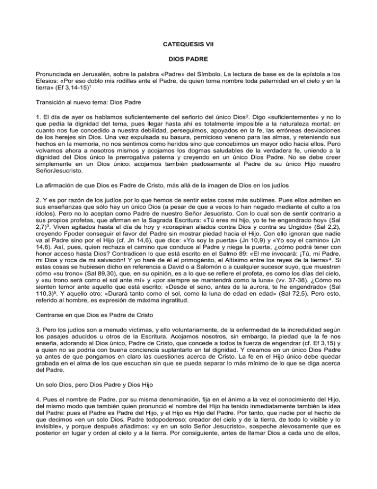CATEQUESIS VII Camino Neocatecumenal