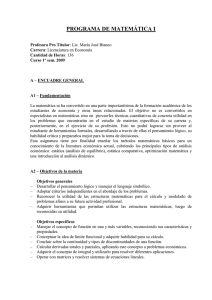 PROGRAMA DE MATEMÁTICA I