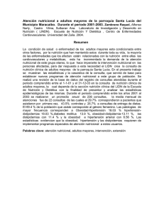 Atención nutricional a adultos mayores de la parroquia Santa Lucia