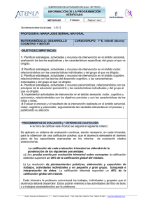 Información de la programación Desarrollo cognitivo y