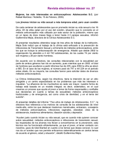 Mujeres, las más interesadas en anticonceptivos: Adolescentes S