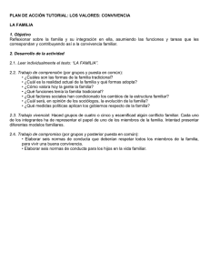 PLAN DE ACCIÓN TUTORIAL: LOS VALORES: CONVIVENCIA  LA FAMILIA