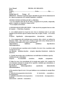 Examen de Biología: Ecosistemas y Organismos