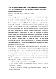 Tema: La Formación Docente ante la Violencia y la
