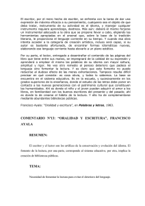 TEMA: necesidad de fomentar la lectura para evitar el deterioro del