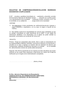 solicitud de comprobación/devolución ingresos