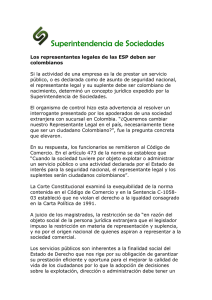 Los representantes legales de las ESP deben ser colombianos