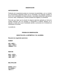 OBSERVACIÓN ANTECEDENTES:  Partiendo de la experiencia propia en el proceso de aprendizaje...