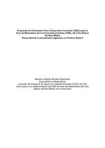 ODEC para desarrollar el pensamiento algebraico en Primero Básico