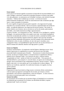 Vivir creciendo en el Espíritu