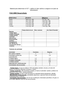 Material para determinar el VCT y definir el Valor calórico a asignar