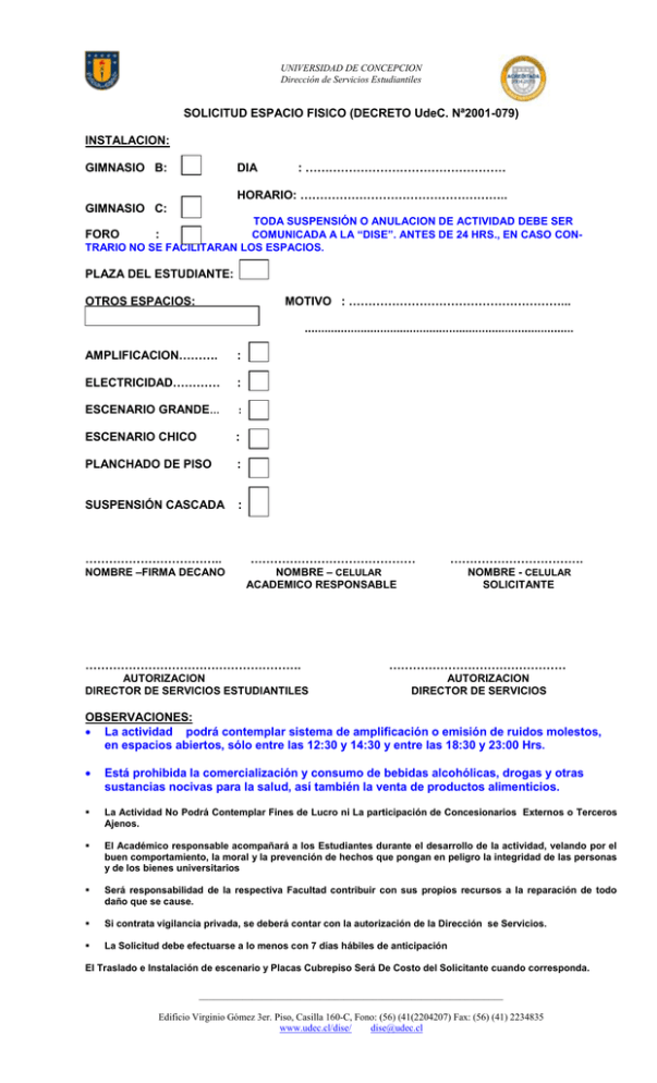 Formulario De Solicitud - Universidad De Concepción