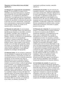 Momentos en el desarrollo de una actividad significativa