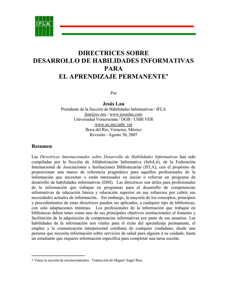 Directrices Sobre El Desarrollo De Habilidades Informativas