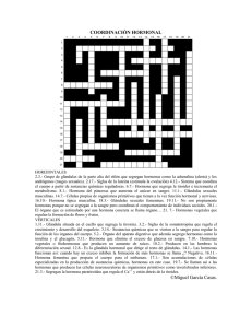 Crucigrama: Coordinación Hormonal - Biología