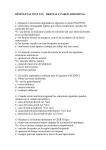 RESPUESTAS TEST XVI.   HERNIAS Y PARED ABDOMINAL.