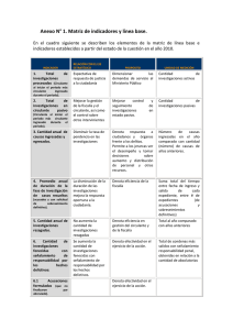 Matriz de indicadores y línea base.