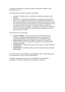 Los lípidos son insolubles en agua pero solubles en disolventes... formados por H, O, C