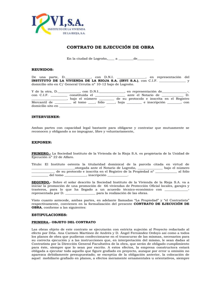 Ejemplar Contrato Ejecución De Obras 7649