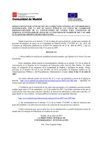 Resolucion 28 Junio 2007 de la Convocatoria de Ayudas