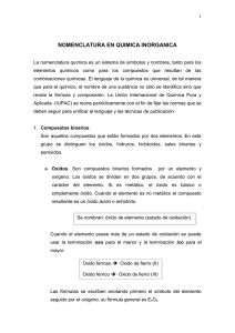 NOMENCLATURA EN QUIMICA INORGANICA