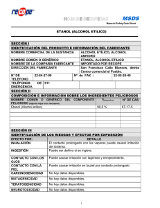 MSDS Etanol (Alcohol Etílico): Seguridad y Propiedades