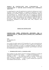 CERTIFICACIÓN SOBRE INFORMACIÓN REQUERIDA