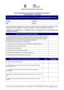 Documentación requerida para Asistencia Financiera