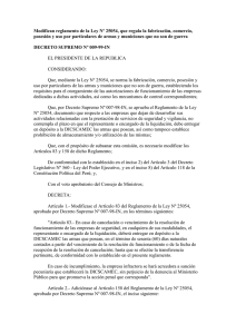 Modifican reglamento de la Ley Nº 25054, que regula la fabricación