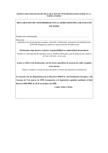 Modelo de declaración de conformidad ensayos radio