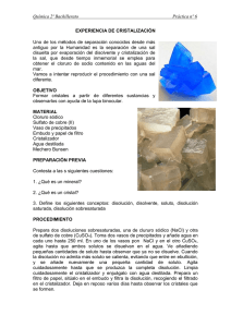 Cristalización: Práctica de Química 2º Bachillerato