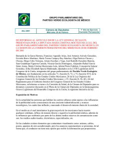 De reformas al artículo 308 de la Ley General de Salud, en materia