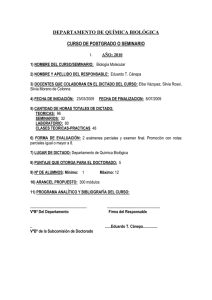 DEPARTAMENTO DE QUÍMICA BIOLÓGICA  CURSO DE POSTGRADO O SEMINARIO
