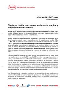 Información de Prensa mayor tolerancia a aceites
