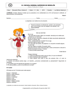 Hoja de Trabajo Ética y Medios: Dignidad y Valores (Grado 11)