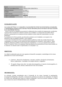 Plan de Curso Física II para Química - Objetivos y Contenidos
