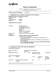 Hoja de Seguridad  Nombre Comercial Syngenta ACTARA
