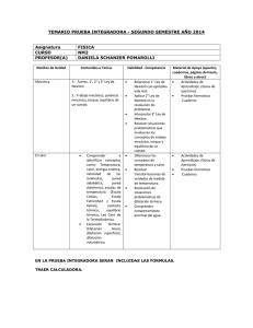 TEMARIO PRUEBA INTEGRADORA - SEGUNDO SEMESTRE AÑO 2014  Asignatura FISICA