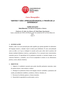 Curso Monográfico “SENTIDO Y OÍDO: APRECIACIÓN MUSICAL A TRAVÉS DE LA ”