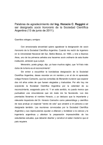 Ing. Horacio C. Reggini socio  honorario