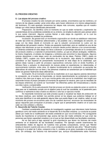 EL PROCESO CREATIVO 8.- Las etapas del proceso creativo El