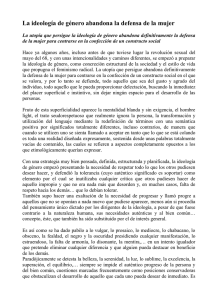 La ideología de género abandona la defensa de la mujer