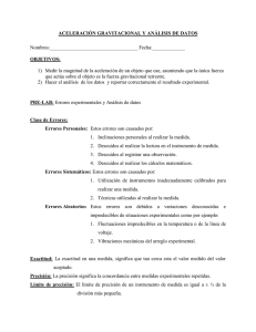 aceleración gravitacional y análisis de datos