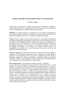 Enfoque Apostólico sobre los medios masivos de comunicación