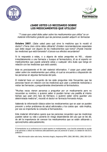 ¿Sabe usted lo necesario sobre los medicamentos que utiliza?