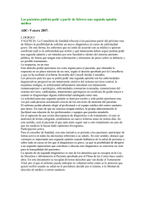 Los pacientes podrán pedir a partir de febrero una segunda opinión