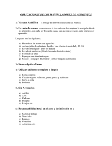OBLIGACIONES DE LOS MANIPULADORES DE ALIMENTOS