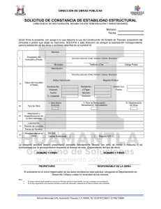 SOLICITUD DE CONSTANCIA DE ESTABILIDAD ESTRUCTURAL  DIRECCIÓN DE OBRAS PÚBLICAS Número:
