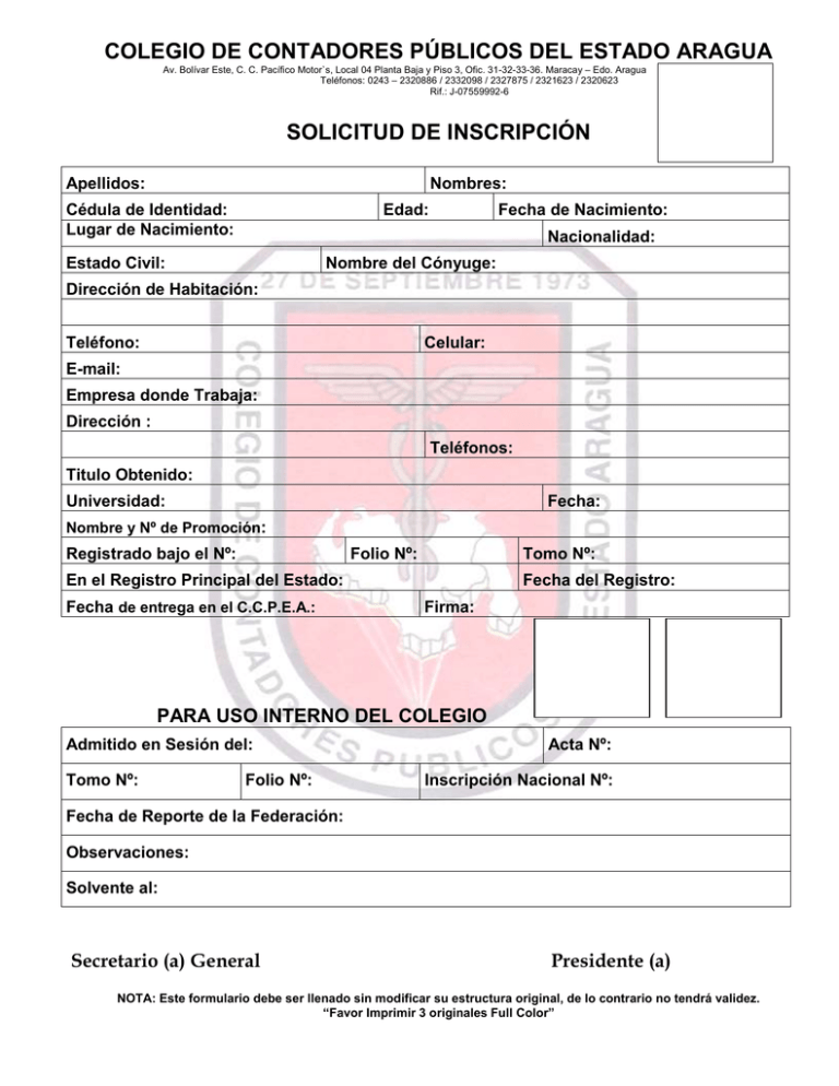 Colegio de Contadores Públicos del Estado Aragua